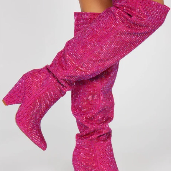 Fashion Nova Pink Heeled Boots - Picture 2 of 2